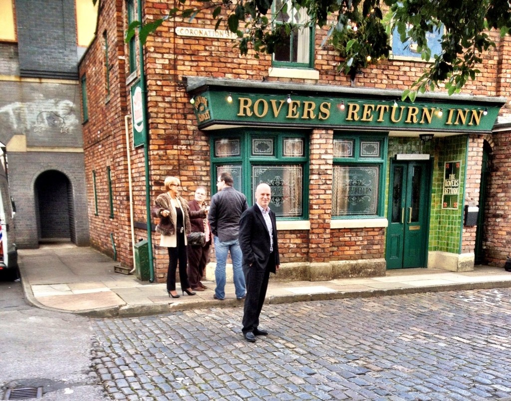 Manchester Taxi Tours John Consterdine outside Coronation Street Rovers Return