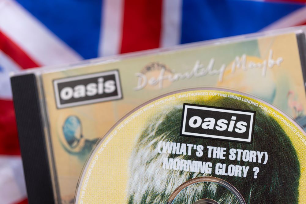 Close up of Oasis CD's