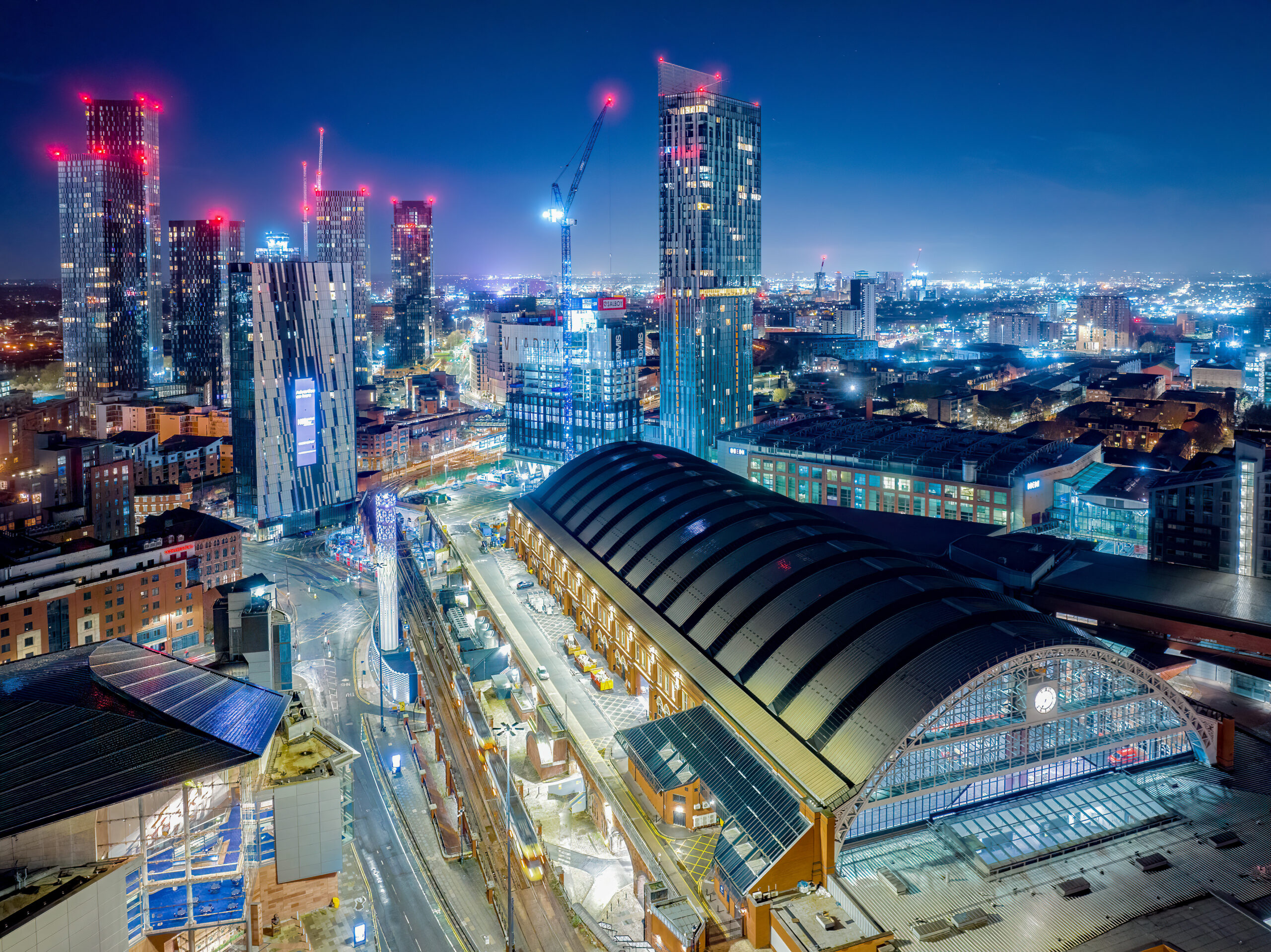 Manchester city centre at night
