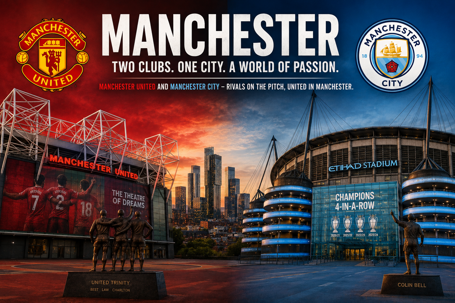 Old Trafford and the Etihad Stadium
